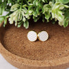 Elegant gold plated studs with white faux leather inlay