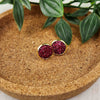 Beautiful bordeaux colored crystal cluster studs. Studs are hypoallergenic and are 10mm in diameter.