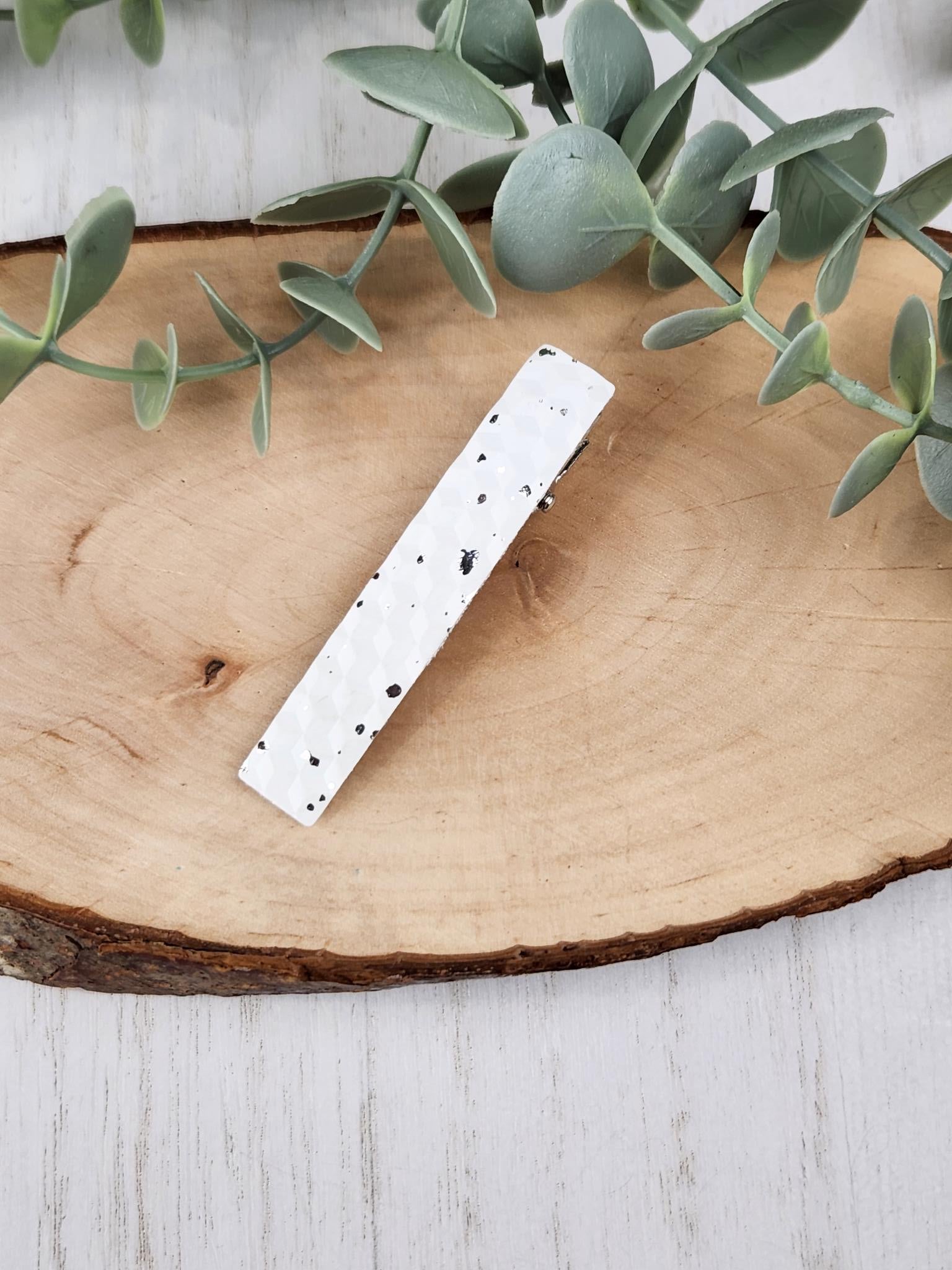 Polar White Speckled Barrette