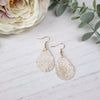 Ivory colored teardrop earrings. Hypoallergenic hooks