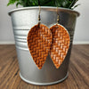 Caramel basket weave pinched earrings made with hypoallergenic hooks