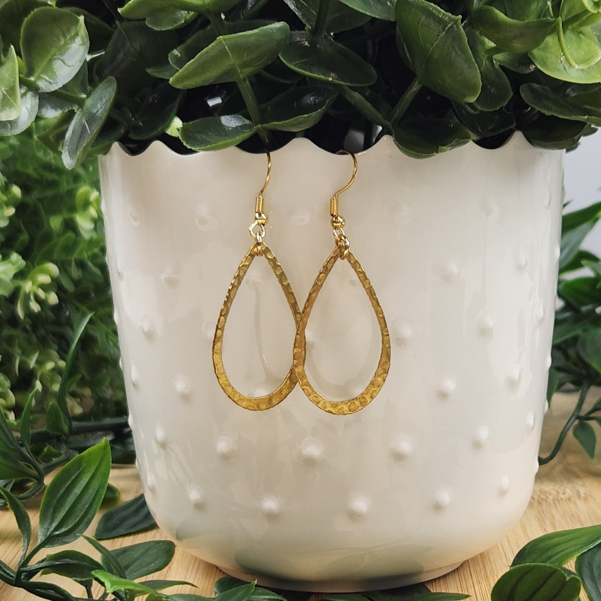 Beautiful golden teardrop earrings. Made with hypoallergenic hooks. Teardrop is 35mm in length.